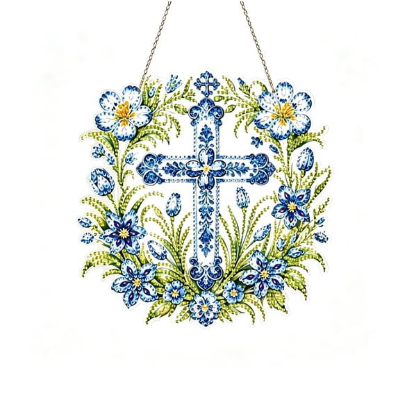 Pearl Diamond Art Kit, 5D Diamond Painting DIY Set, Bird Flower Cross Design Craft, Home Wall Decor Project for Adults