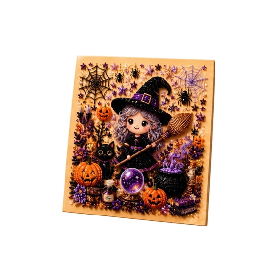 Pearl Diamond Art Kit, Gothic Halloween DIY Bead Art Set, Great Handmade Gift for Craft Lovers and Holiday Party Favors (WitchB)