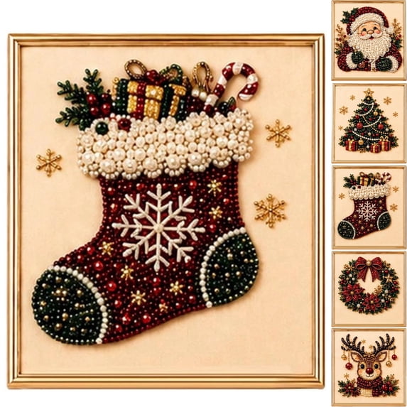 Pearl Diamond Art Kits For Adults Christmas Diamond Art Pearl Art 7.87 X 7.87 Inch Framed ABS Canvas Complete DIY Project Kit Festive Wall Decor Ideal Holiday Gift For Craft Lovers,A-Stock