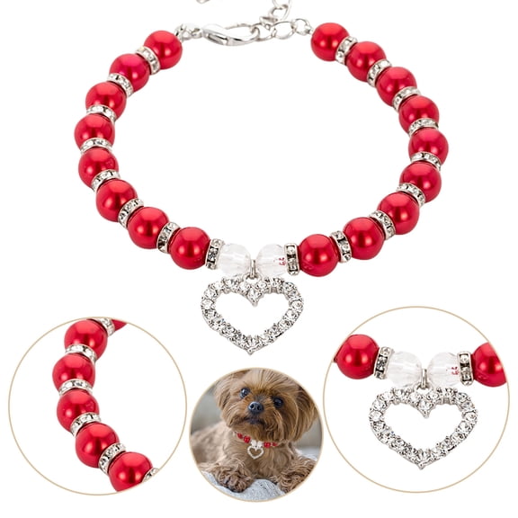 Pearl & Diamond Decor Pet Collar Adjustable Dog Cat Collar Sparkling Jewelry Pet Neck Chain Comfortable Pet Accessory for Small Medium Dogs & Cats