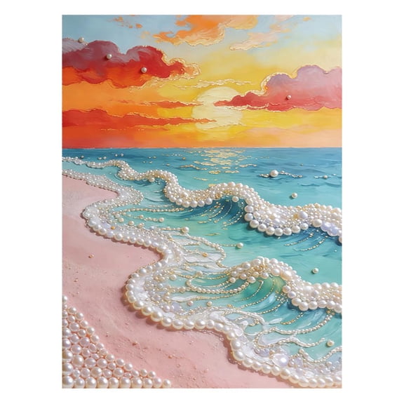 Pearl Diamond Painting Kits, 3D Partial Drill Special Shape Art Craft for Adults & Beginners, DIY Gem Picture for Wall Decor Birthday Gift - Style B
