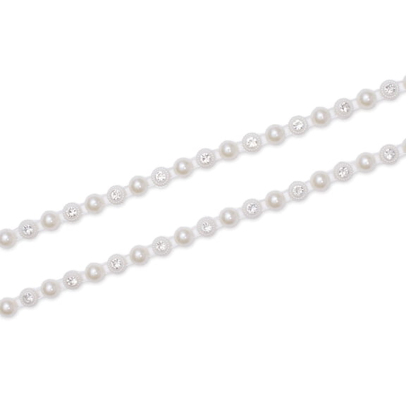Pearl Diamond Rhinestone Trim Medallion Chain 5/16 Inch x 10 Yard Spool For Sewing Apparel, Curtains, Table Covers, & Furniture Upholstery (Off White, 1 Spool, 10 Yards)