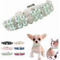 thumbnail image 1 of Pearl Dog Collar, Dog Collar Girl Puppy Collars Crystal Fancy Bling Pearl Cat Collar Rhinestone Luxury Beaded Necklace Diamond Pet Jewelry for XXS XS Small Medium Female Dogs 1Pack, 1 of 5
