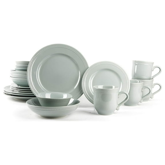Pearl Dots Stoneware Dinnerware Set (20pc Set, Teal)