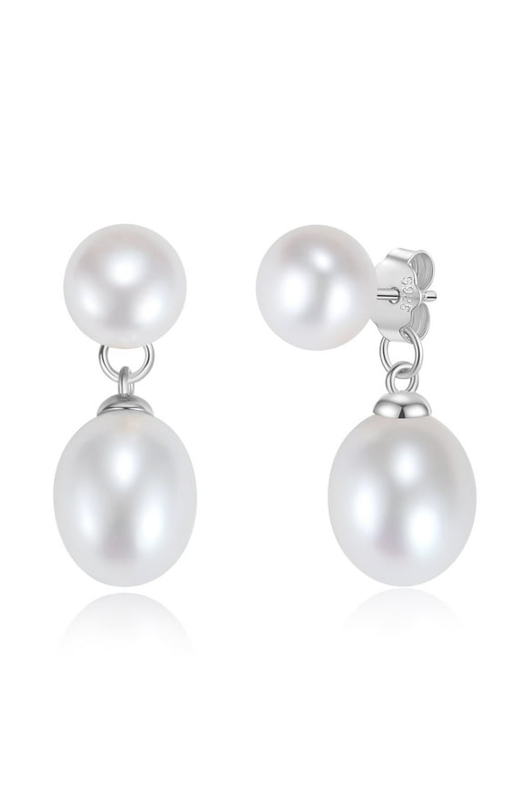 Cultured Pearl Drop & Dangle Stud Earrings for Women - 925 Sterling Silver Jewelry Gift for Her