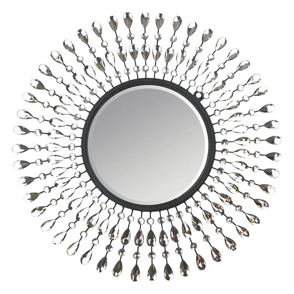 , Pearl Drop Wall Mirror, Metal Wall Mirror, Frame Size 25", Perfect for Housewarming Gift