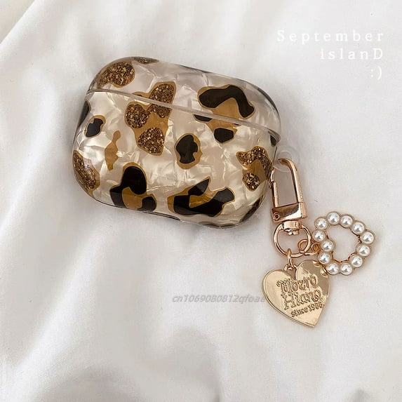 Pearl Earphone Cases for Airpods Pro 2 Leopard Pendant Headphone Protective Cover for Apple Airpod 3 Pro 2 1 3rd Generation Case (BA,For Airpodspro)