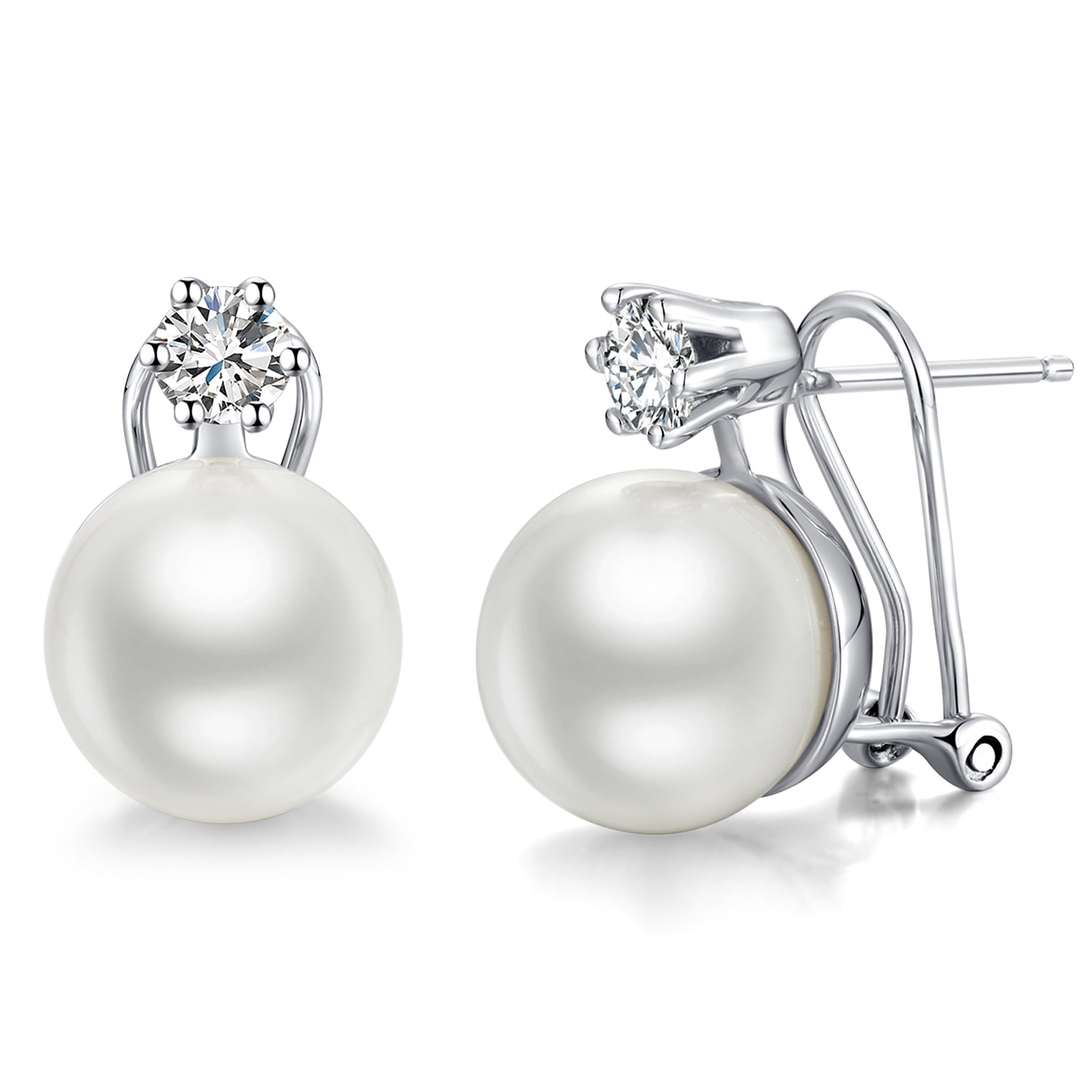 Pearl Earrings 10mm-13mm Culture Pearl Drop Earrings Pearl and Diamond ...