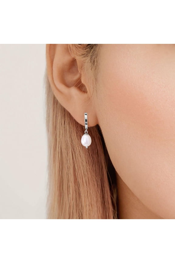 Pearl Earrings For Women, 14K Gold Plated Small Hoops And Pearl Dangle Earring With 925 Sterling Silver Post[Z1490]