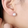 thumbnail image 1 of Pearl Earrings Freshwater Pearl White Button Stud Earrings With 925 Sterling Silver For Women[Z1475], 1 of 2
