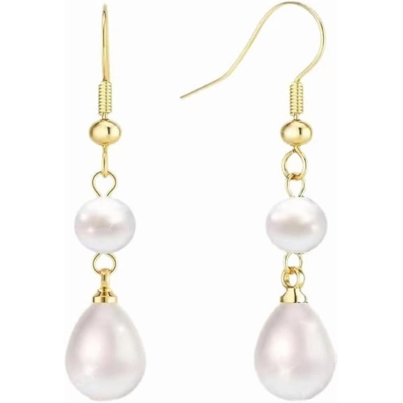 Pearl Earrings Professional designed for Women, 14K Gold Plated/ S925 Pearl Hoops Dangle Earrings Bride Earring[o955]
