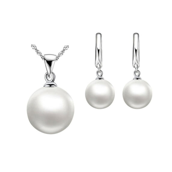 Pearl Earrings Water Wave Pendant Necklace Chain Tassel Pearl Set Long Beaded Necklaces for Women Earring Necklace
