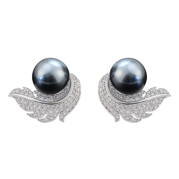 HETICA Elegant Feather Stud Earrings for Women | Sparkling Cubic Zirconia Plume Jewelry | Ideal Fashion Gift for Her