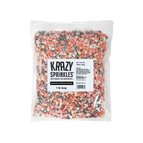 Krazy Sprinkles - Edible Pearl Easter Bunny Shapes - Bold Cake Decoration, 1lb Bag