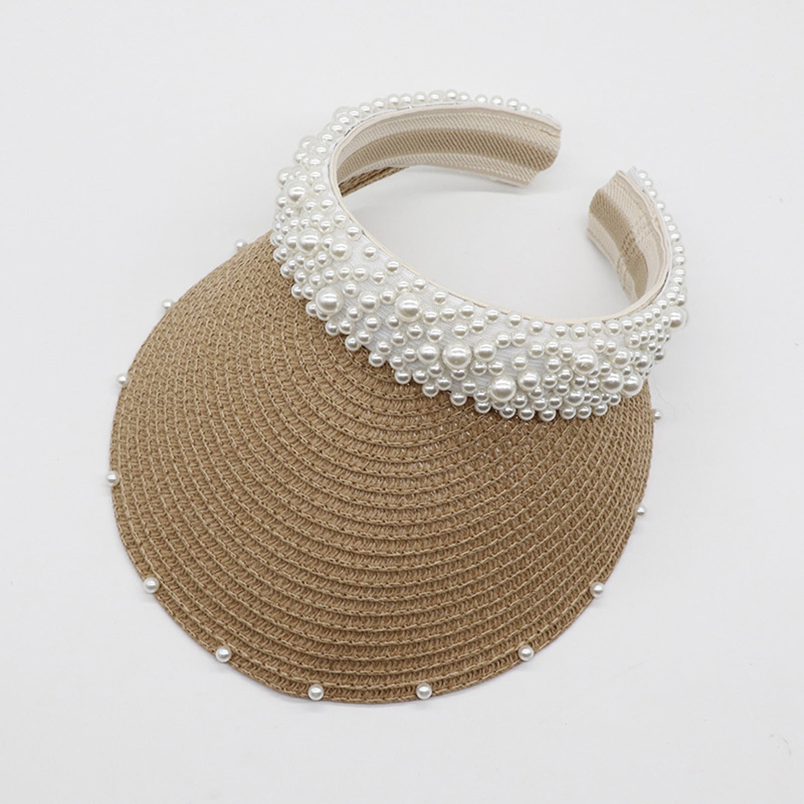 Wide Brim Organza Sun Hat With Pearl Bead Embellishments For Women Summer 2025 Chic Accessory