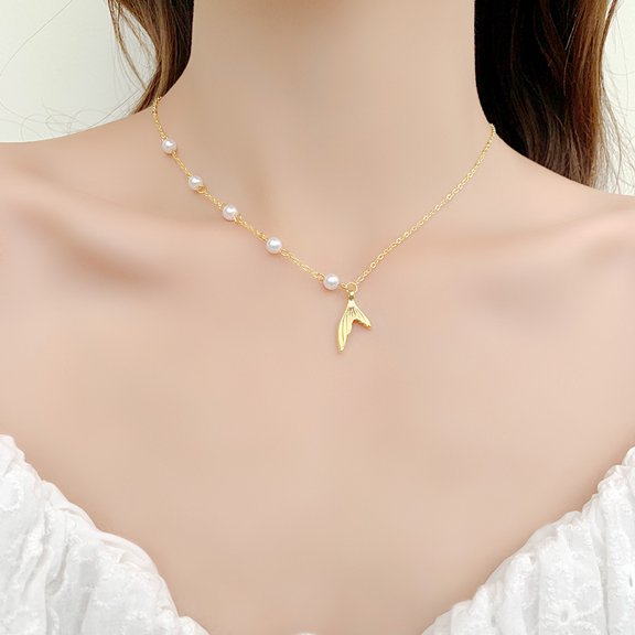 Pearl Fishtail Necklace Special Interest Light Luxury