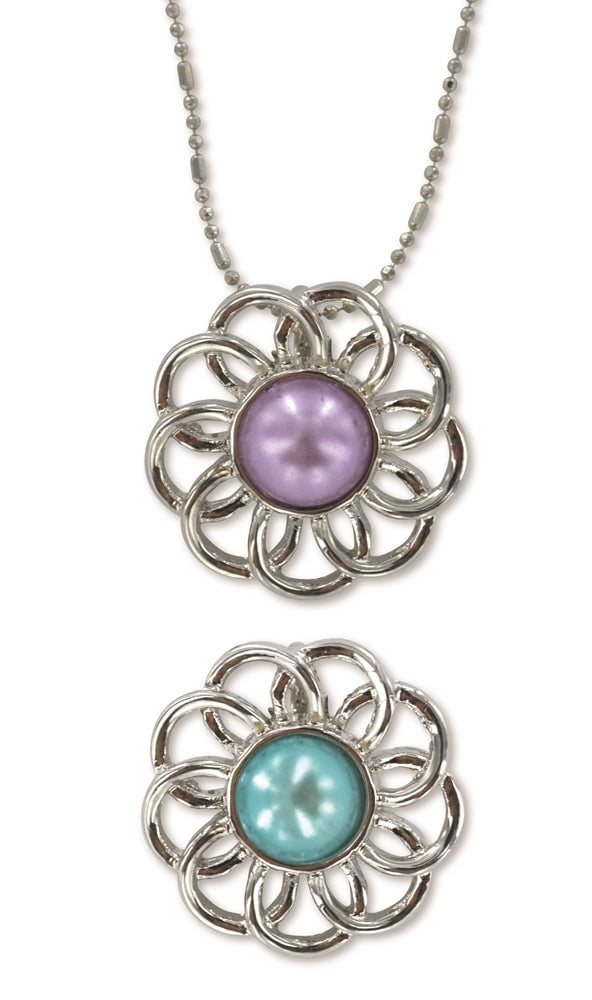 LDS BOOKS Pearl Flower - Baptism - Necklace - Blue and Purple Pendants