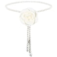thumbnail image 1 of Pearl Flower Belt Beaded Waist Chain Adjustable Women Dress Pendant Body Chain White Pearls Flowers Waist Belt Waistband Body Jewelry Accessory, 1 of 7