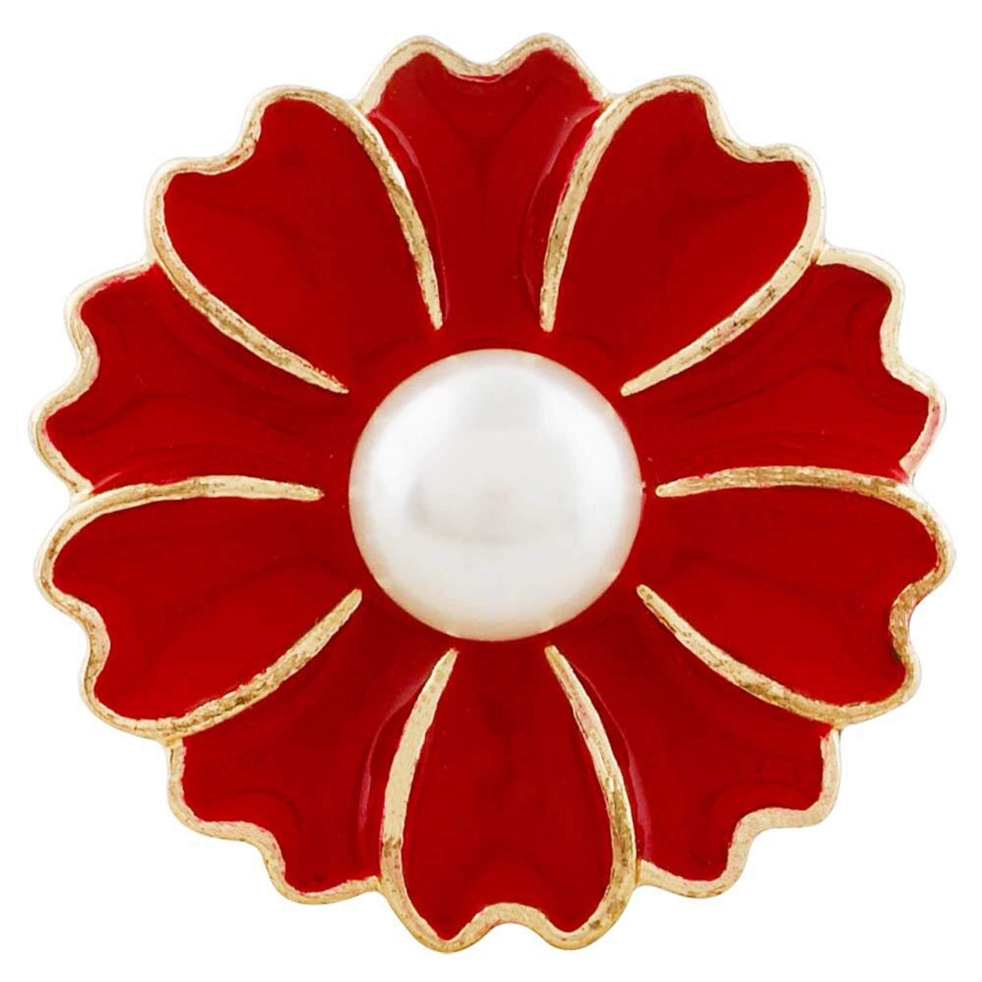 SNAPACCENTS Pearl Flower Gold Trim Snap Jewelry Ginger Charm Button Fits Custom Necklaces, Bracelets