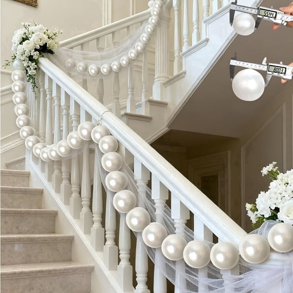 [Pearl Garland Staircase Decor] Pearl Garland Staircase Decoration, 20 White Faux Pearls for Home Staircase Wedding Christmas Tree Wreath Party Decor (8Cm)