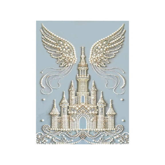 Pearl and Gem Art Kit for Kids Featuring Princess Castle Wall decor Canvas Wall Art with Winged Castle design Perfect for Bedroom Wall decor and Home Wall decor for Girls Bedroom