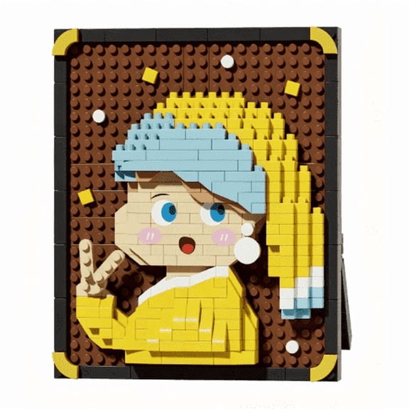 Ylutex Pearl Earring Girl Micro Building Blocks Set , 340 Pcs 3.6 mm Mini Bricks Art Painting Model, World Famous Painting Building Toy