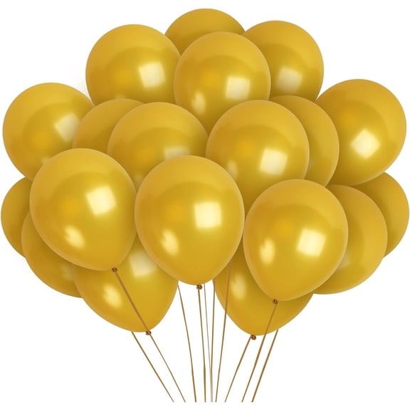 Pearl Gold Balloons - 12 Inch Latex Balloons - 100 Pack