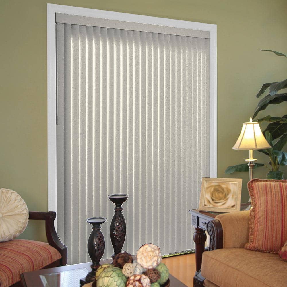 Pearl Gray Cordless Room Darkening Vertical Blinds for Sliding Doors