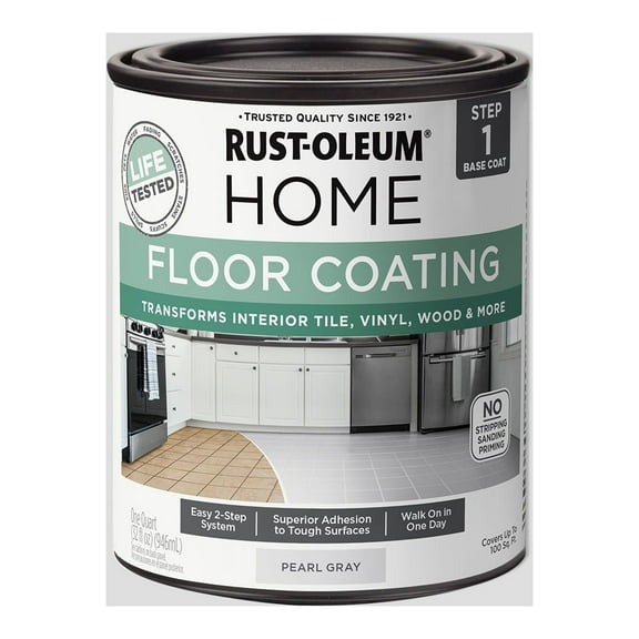 4 Pack, Pearl Gray, Rust-Oleum Home Floor Paint Matte - 358874, Quart