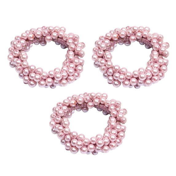 Pearl Hair Band Elastic Hair Roll Elastic Hair Band Beaded Hair Rope Women'S And Girls' Hair Accessories,Set2