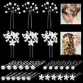 thumbnail image 1 of Pearl Hair Pins Wedding Bridal Hair Pins Rhinestone Flower Hair Pins U Shaped Hair Crystal Pins Metal Silver Pearl Bobby Pins Hair Jewelry Accessories for Brides Bridesmaids Thick Long Hair, 1 of 1