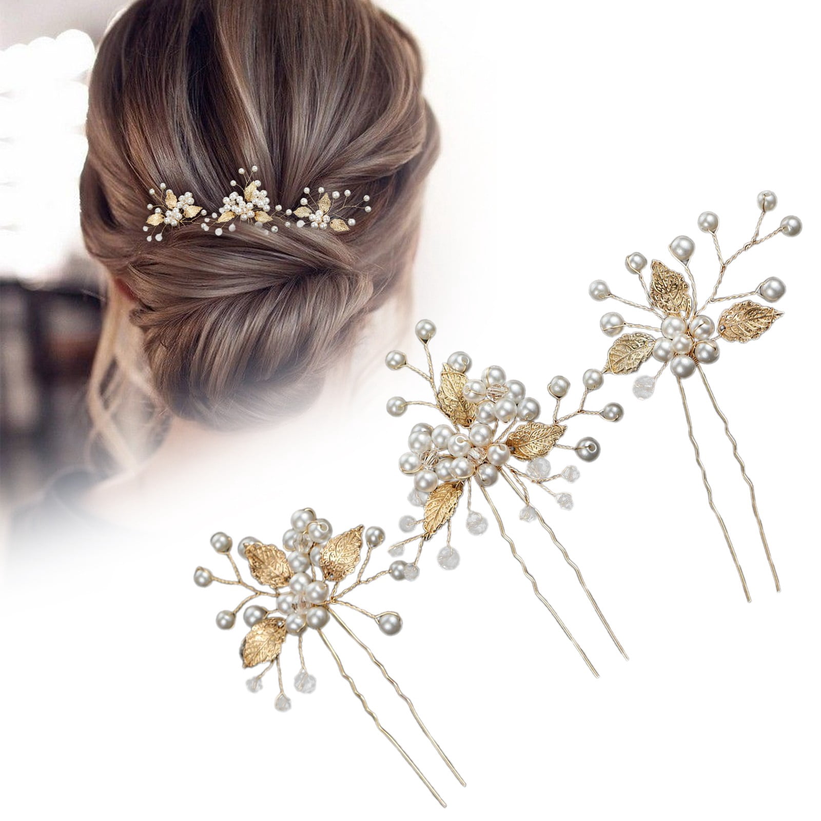 Elegant Gold and Pearl Hair Pins Perla Bobby Pin Set -- Pearl Gold – Jennifer Behr LLC main image 2