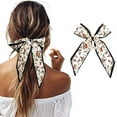 thumbnail image 1 of Pearl Hair Scrunchies Flower Print Weave Elastic Hair Ropes Long Ribbon Hair Ties Hair Scarf Bow Headband Hair Accessories for Women and Girls (beige), 1 of 3