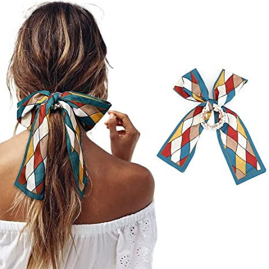 Pearl Hair Scrunchies Flower Print Weave Elastic Hair Ropes Long Ribbon Hair Ties Hair Scarf Bow Headband Hair Accessories for Women and Girls (beige) Pearl Hair Scrunchies Flower Print Weave Elastic Hair Ropes Long Ribbon Hair Ties Hair Scarf Bow Headband Hair Accessories for Women and Girls (beige)