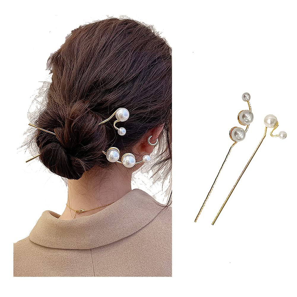 Pearl Hair Stick Pins Chopsticks for Hair Sticks for Buns 2Pcs