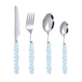 thumbnail image 1 of Pearl Handle Stainless Steel Steak Knife Fork Spoon Set, 4-Piece Flatware Cutlery for Dinner Party, 1 of 2