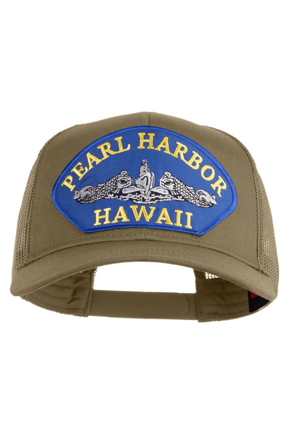Pearl Harbor Hawaii Submarine Blue Patched Solid Cotton Twill Mesh Prostyle Cap - Khaki OSFM