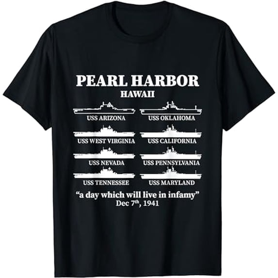 Pearl Harbor Memorial Day Battleships USA Patriotic T-Shirt
