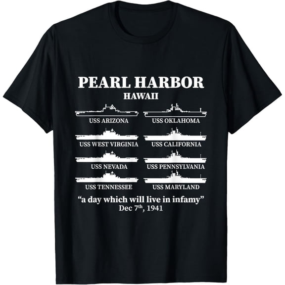 Pearl Harbor Memorial Day Battleships USA Patriotic T-Shirtmen and women can wear, black, white, gifts.S,M,L,XL,2XL,3XL,1916XL