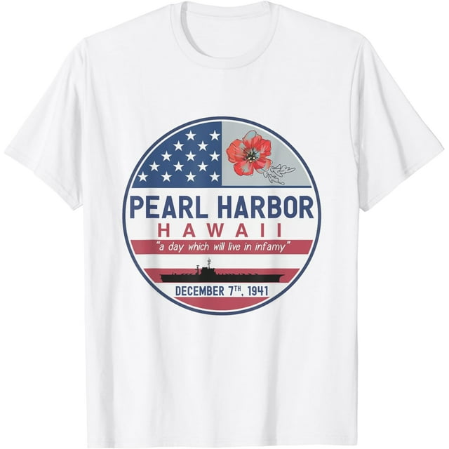 Pearl Harbor Memorial Hawaii Vintage USA Flag Day of Infamy Cotton T