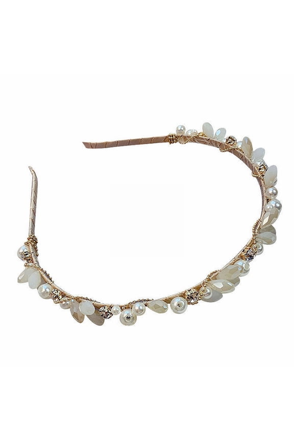 Pearl Headband Headbands for Women Girls White Pearls Gold Hairbands Hair Hoop Hair Accessories Xianqi New Pressed Hair Style Go Out Versatile Headdress 2PCS Barrettes for Baby Extra Large Hair Clip