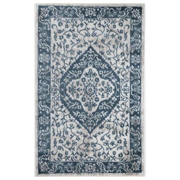 Pearl Heriz Blue 3 ft. x 5 ft. Medallion Area Rug