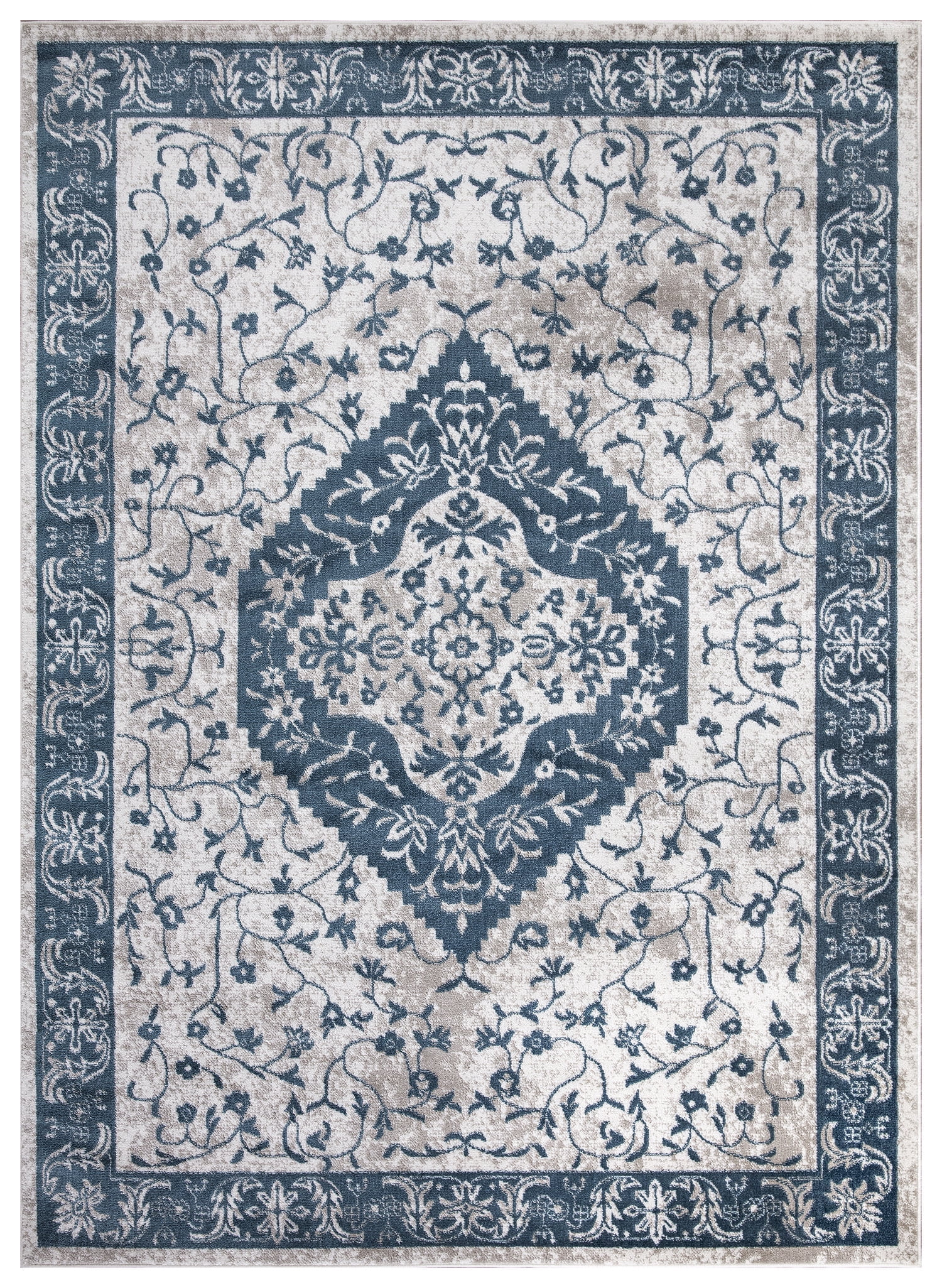 Pearl Heriz Blue 5 ft. x 7 ft. Medallion Area Rug - Walmart.com