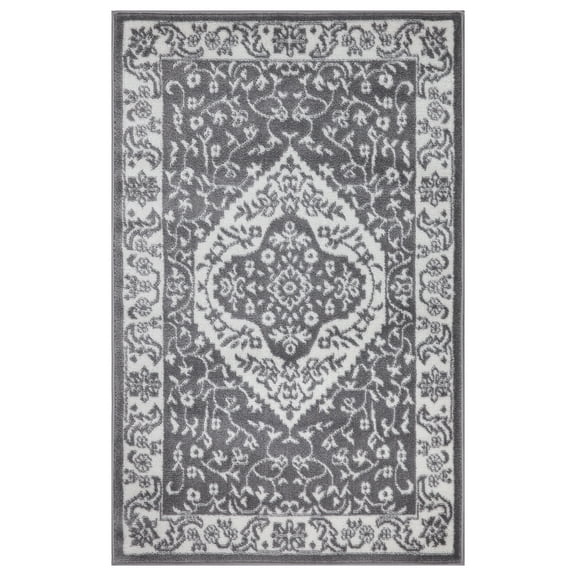 Pearl Heriz Gray 3 ft. x 5 ft. Medallion Area Rug