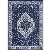 Pearl Heriz Navy 5 ft. x 7 ft. Medallion Area Rug