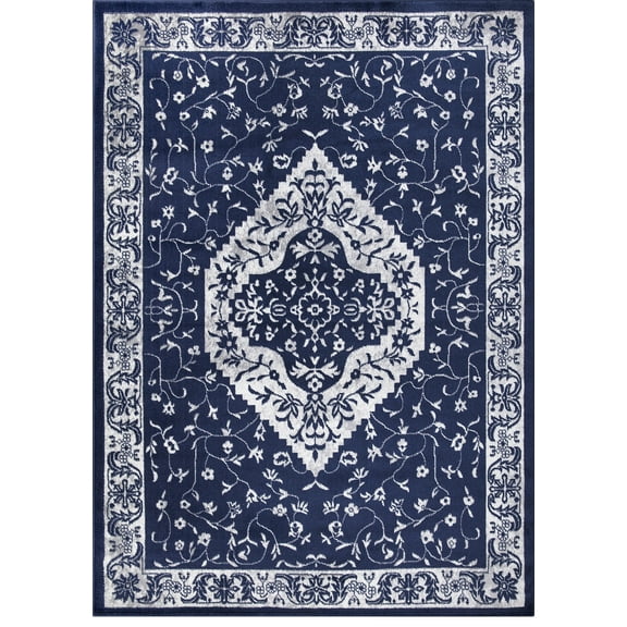 Pearl Heriz Navy 7 ft. x 9 ft. Medallion Area Rug
