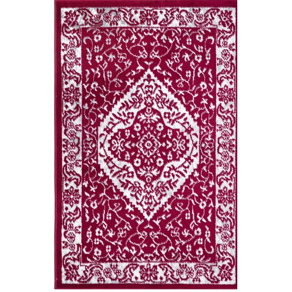 Pearl Heriz Red 3 ft. x 5 ft. Medallion Area Rug