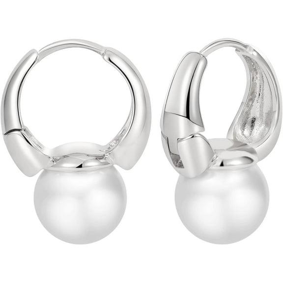 Pearl Hoop Earrings For Women,14K Gold Plated Baroque Pearl Drop Earrings Teardrop Hoop Earrings Jewelry Gift for women