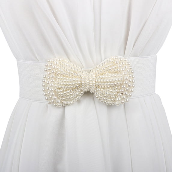 Pearl Imitation Belt with Bow Elastic Waistband Belts Nylon Belt Bag for Women Fashion Belts for Men Buckle Style Leather under Belt X Belt Belt Buckles Men Western Cowboy Wing Belt Dressy