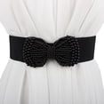 thumbnail image 1 of Pearl Imitation Belt with Bow Elastic Waistband for Casual Home Wear Versatile Accessory for Everyday Outfits, Black, One Size, 1 of 3